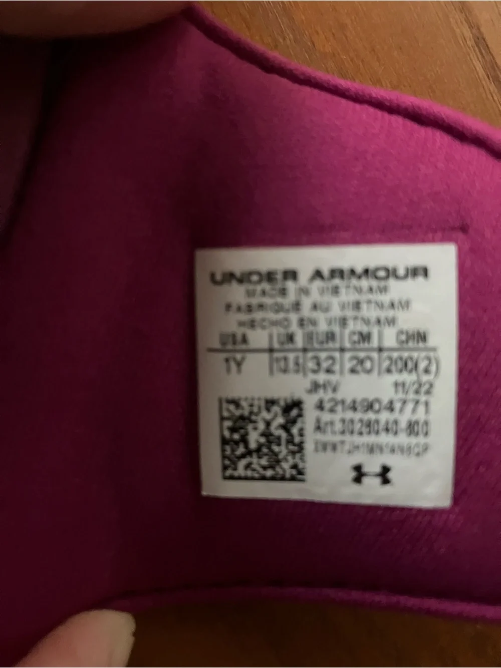 Kids 1Y Under Armour Maroon White and Pink Ignite Pro Graphic Slide Sandals